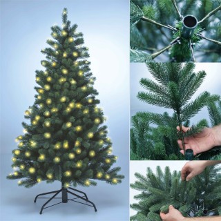 Künstlicher Weihnachtsbaum Blautanne – 150cm, Spritzguss, LED-beleuchtet