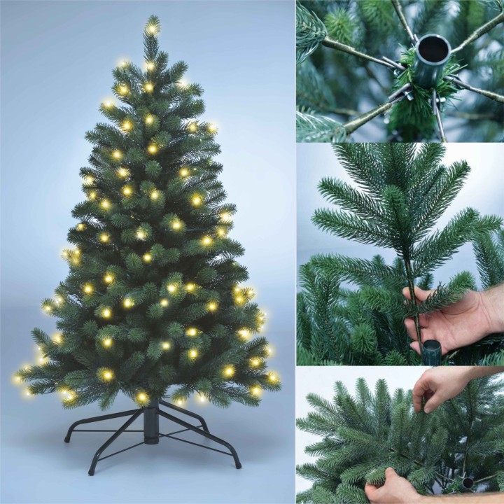 Künstlicher Weihnachtsbaum Blautanne mit LED-Beleuchtung, 120 cm