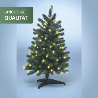 Premium Spritzguss Blautanne 85cm mit warmweisser LED-Beleuchtung