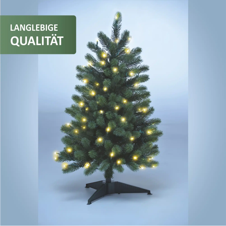 Premium Spritzguss Blautanne 85cm mit warmweisser LED-Beleuchtung