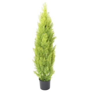 Künstlicher Zypressenbaum UV-beständig, 125 cm, Grün-Gelb