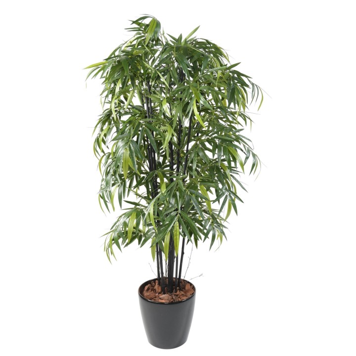 Künstlicher Bambus Schwarz 175 cm - Dunkelgrüne Blätter