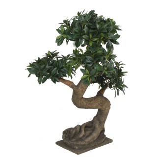 Hochwertiger Ficus Bonsai Kunstbaum, 75cm Grün