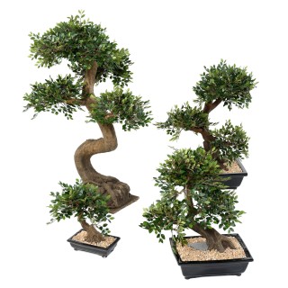 Kunstbonsai Ulme, 30 cm, Naturgetreu Grün