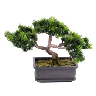 Täuschend Echte Mini-Bonsai-Kiefer Kunstpflanze, 22 cm, Grün