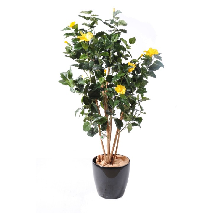 Kunst-Hibiskus, 110 cm, farbenfrohe Blüten