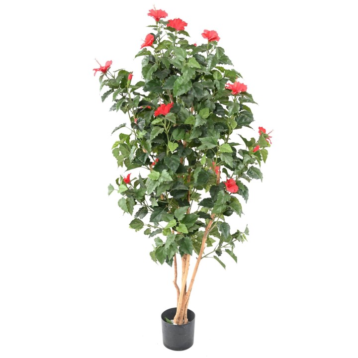 Künstlicher Hibiskus 150cm - Rote Blüten