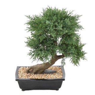 Pflegeleichter Kunst-Bonsai Juniperus, 55cm, lebendiges Grün
