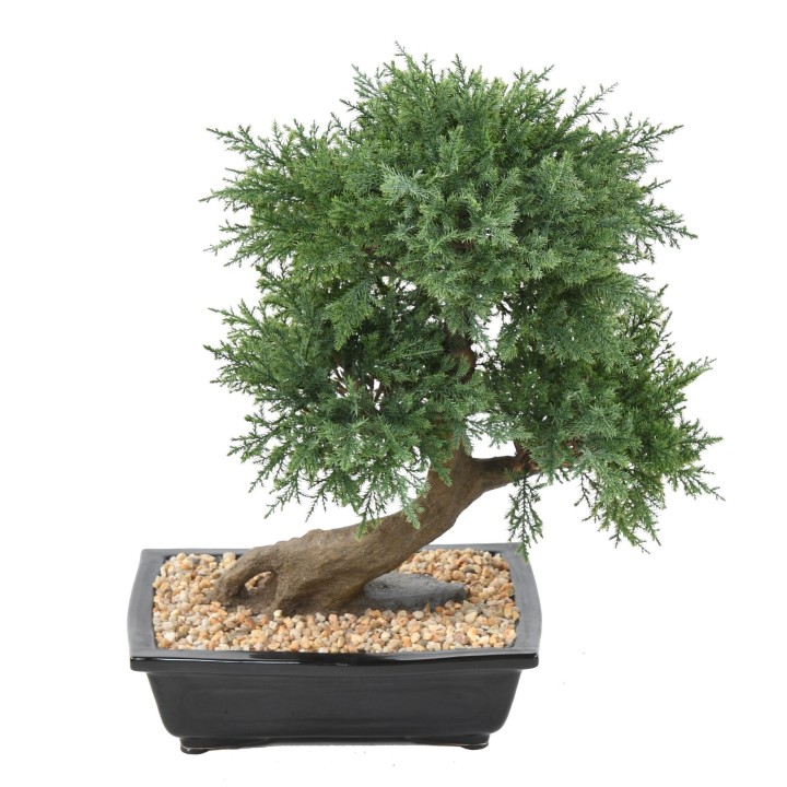 Pflegeleichter Kunst-Bonsai Juniperus, 55cm, lebendiges Grün