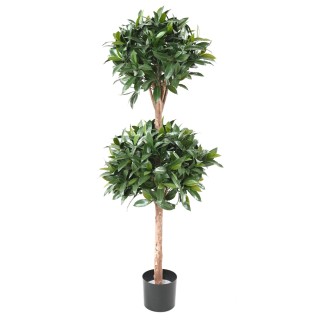 Künstlicher Lorbeerbaum Doppelkugel 140cm - UV-geschuetzt, Gruen
