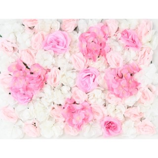 Kuenstliche Blumenwand Weiss-Rosa 40x60cm