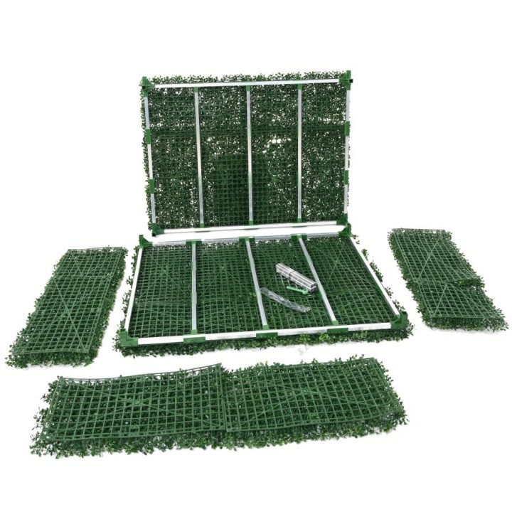 Naturgetreue Kunst-Buchsbaumhecke mit Aluminiumstruktur, 83 cm hoch