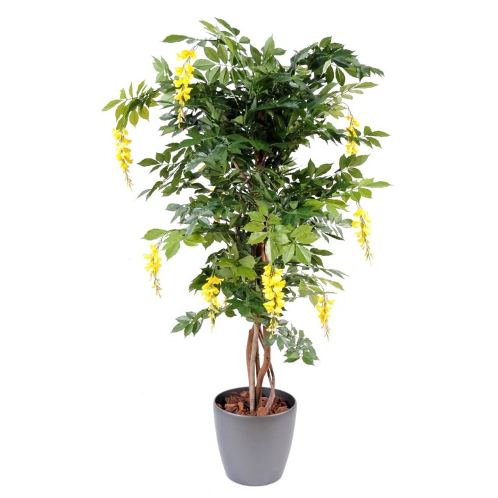 Künstlicher Glyzinien Baum mehrstaemmig mit Topf und Veredelung