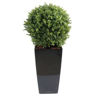 Künstlicher Buchsbaum Kugel im quadratischen Topf