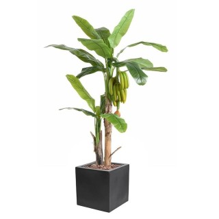 Exklusives Kunstpflanzen-Arrangement: Bananenbaum mit Früchten im Topf