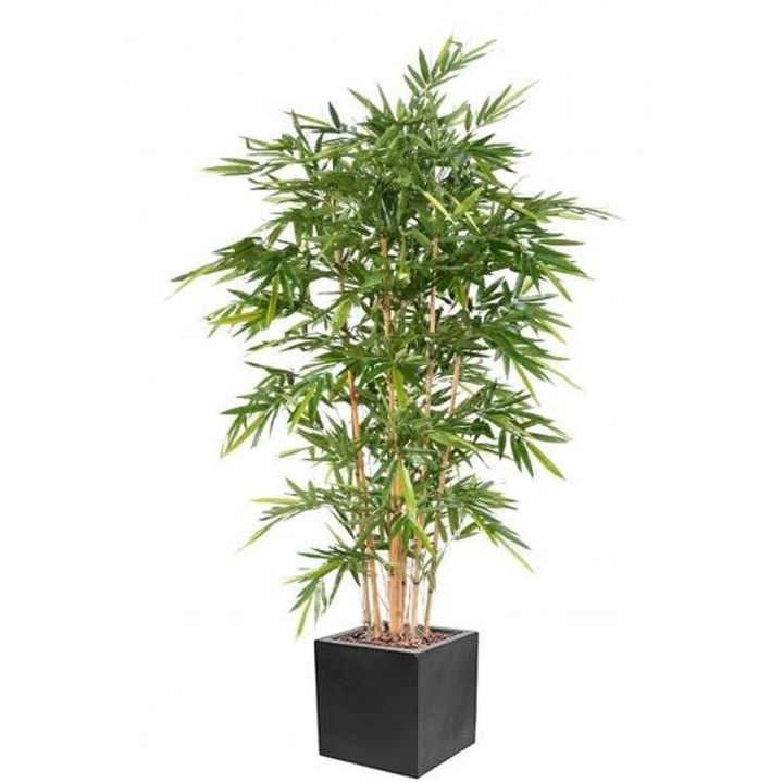 Kunst-Bambus Arrangement 'Grüne Harmonie' im quadratischen Pflanzgefäss