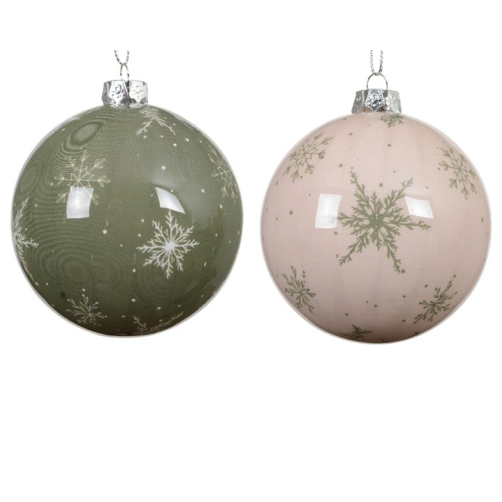 Weihnachtsbaumkugel-Set Festlich Grün-Weiss 24 Stück 8 cm