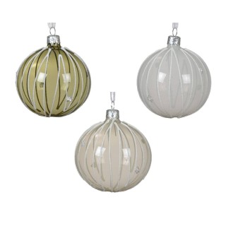 Glas Christbaumkugeln Set 6-teilig Grün-Weiss 8 cm