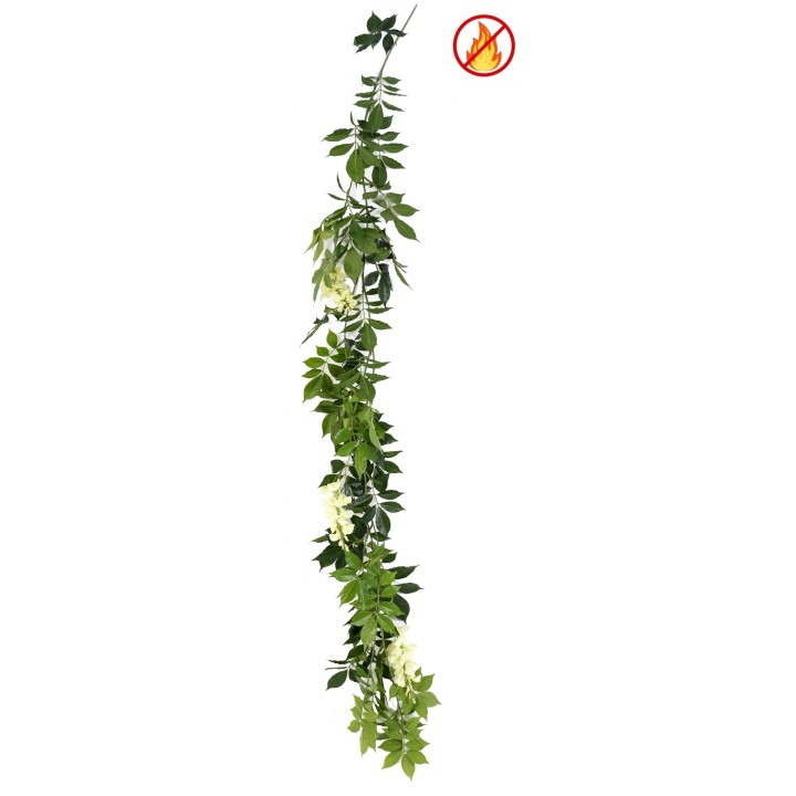 Wisteria Kunstgirlande Weiss - 180 cm - Brandschutz B1/RF2