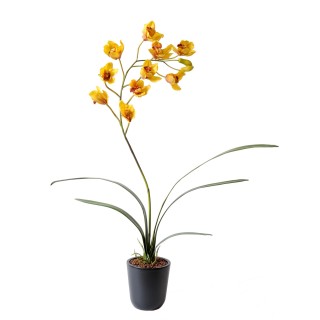 Künstliche Cymbidium Orchidee 80cm Gelb