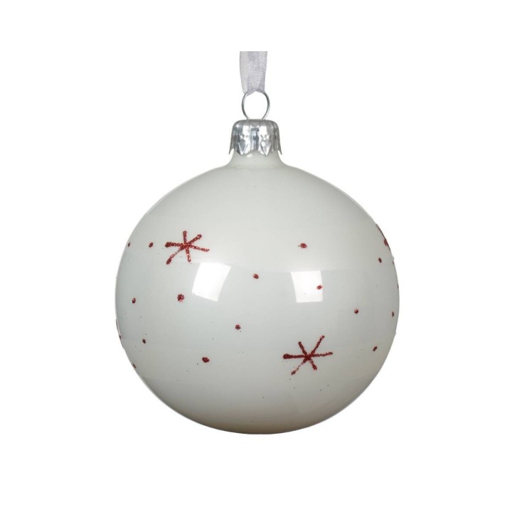6er-Set Glas Christbaumkugeln Schneeflöckli, Ø 8 cm