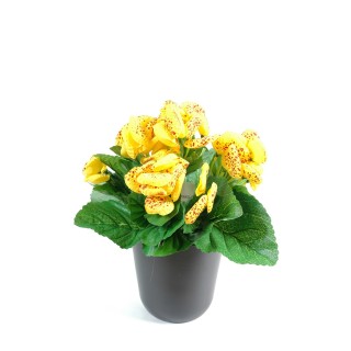 Hochwertige Kunst-Pantoffelblume, 30 cm, Gelb