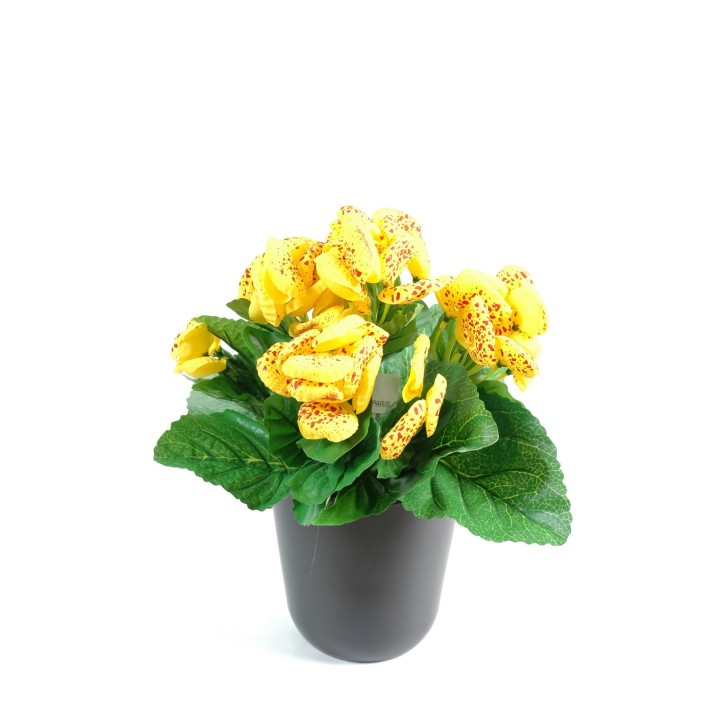 Hochwertige Kunst-Pantoffelblume, 30 cm, Gelb