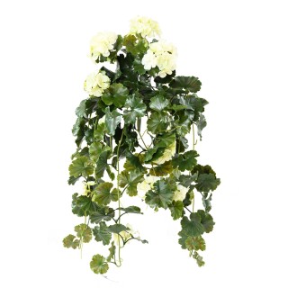 Realistische Hänge-Geranie UV-beständig Weiss 65cm