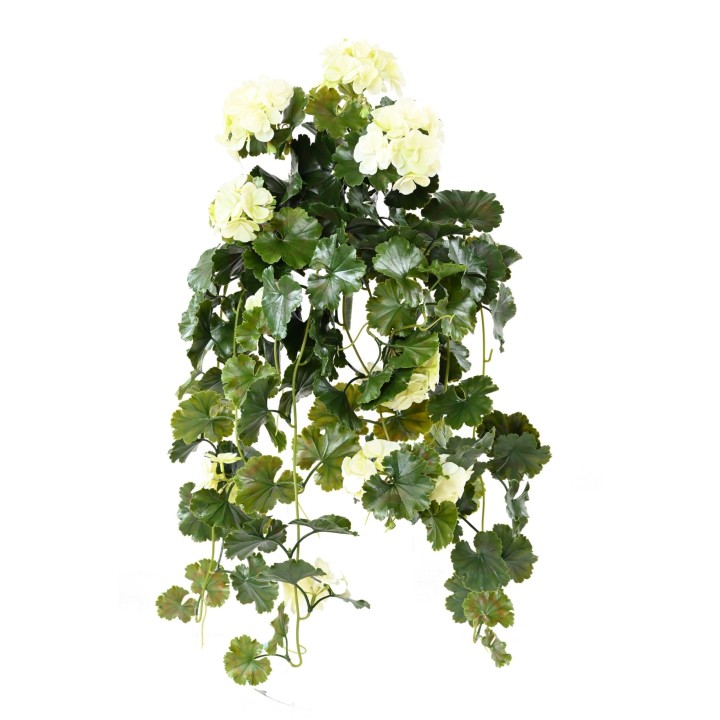 Realistische Hänge-Geranie UV-beständig Weiss 65cm