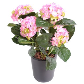 Künstliche Hortensie Pink-Weiss-Grün, 40 cm