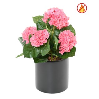 Künstliche Hortensie Pink, 50cm, Brandschutz B1/RF2