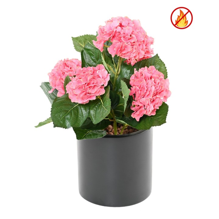 Künstliche Hortensie Pink, 50cm, Brandschutz B1/RF2