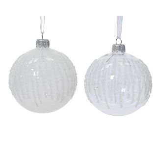 Glas-Christbaumkugel-Set Alpen-Schnee, 6 Stück, 8cm Durchmesser