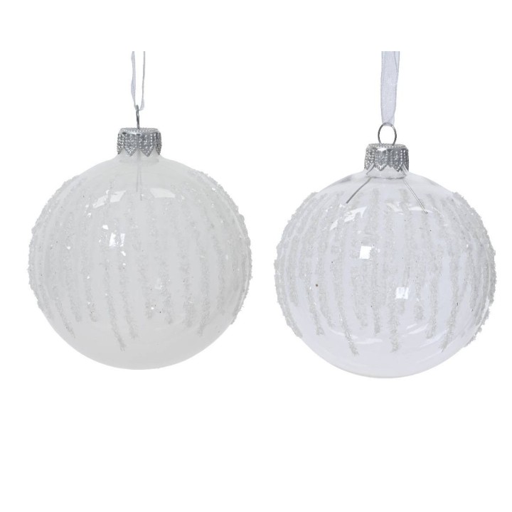 Glas-Christbaumkugel-Set Alpen-Schnee, 6 Stück, 8cm Durchmesser