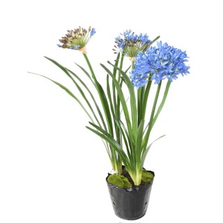 Künstliche Agapanthus Pflanze, 90cm, Blau, im Topf