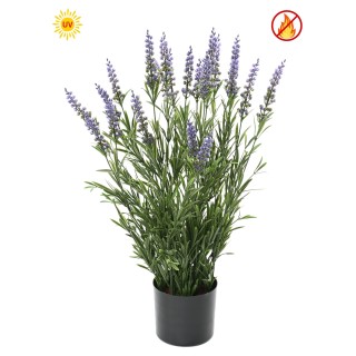 UV-beständiger Kunst-Lavendel im Topf, 55cm, feuerfest, Lavendelfarbe