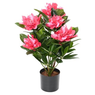 Kunst-Rhododendron mit Topf 45cm, Fuchsia-Blüten