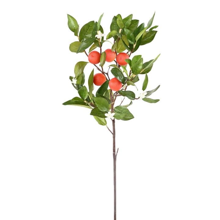 Künstlicher Orangenbaum-Zweig 55cm Grün-Orange-Weiss