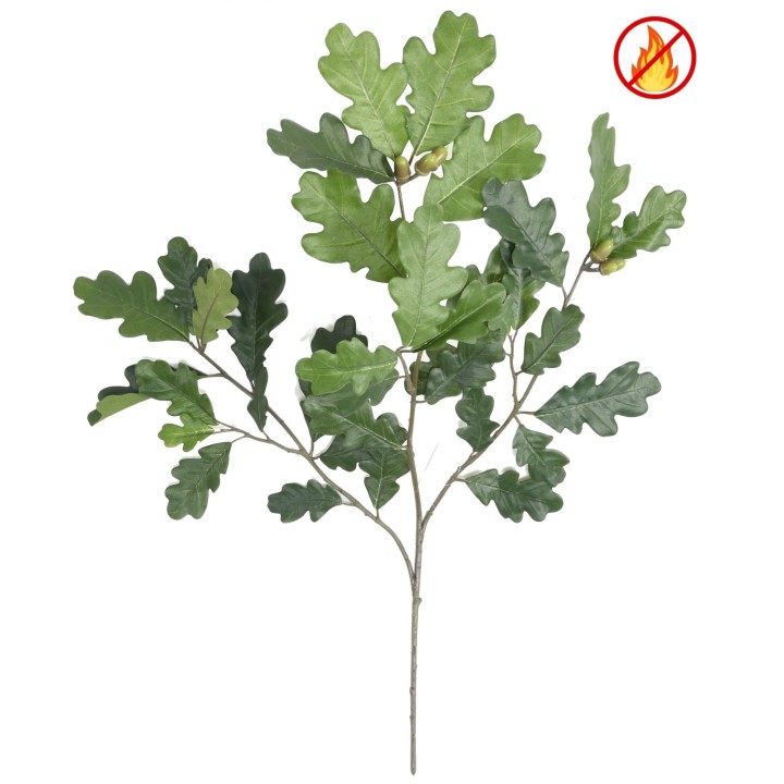 Künstlicher Eichenzweig 60cm Brandschutz B1/RF2 Grün