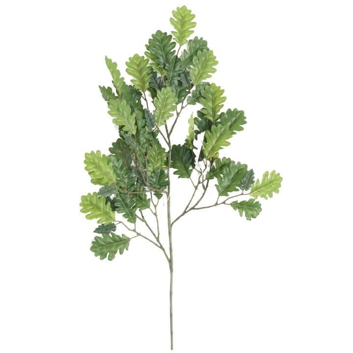 Deko-Eichenzweig mit Textilblättern, 60cm, Grün