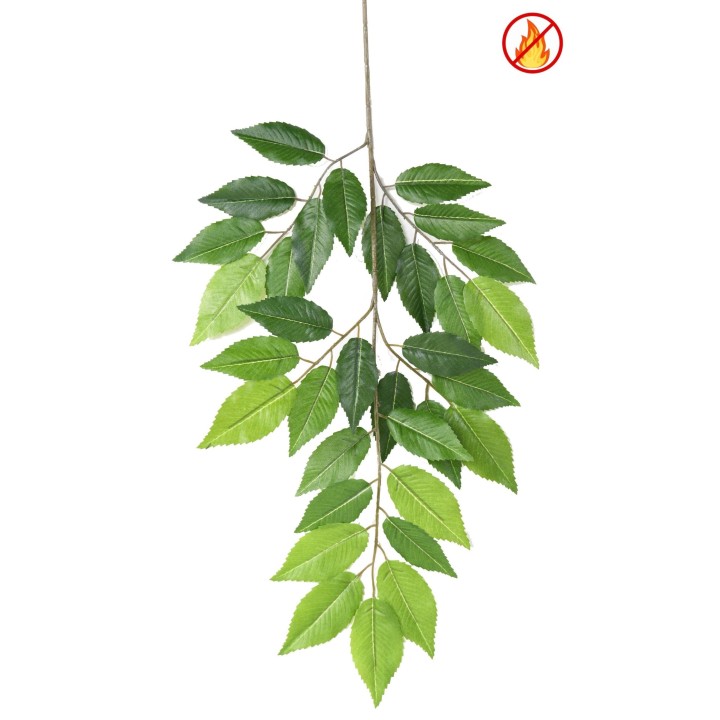 Künstlicher Hainbuchen-Zweig 65cm - Schwer entflammbar B1/RF2, Grün