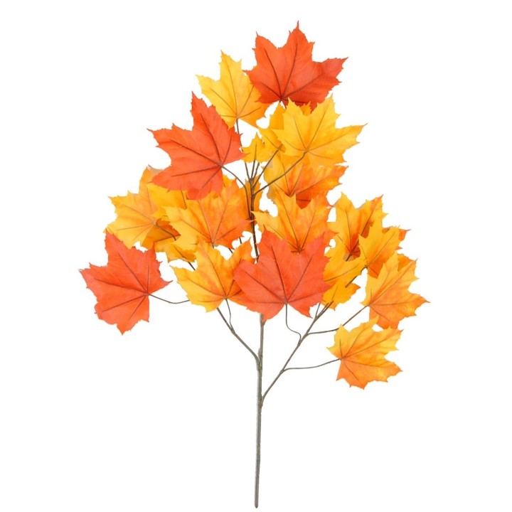 Dekorativer Platanenzweig Kunstpflanze 79cm Rot-Gelb
