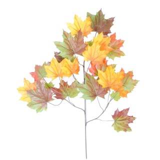 Dekorativer Platanenzweig Kunstpflanze 79cm Grün-Gelb