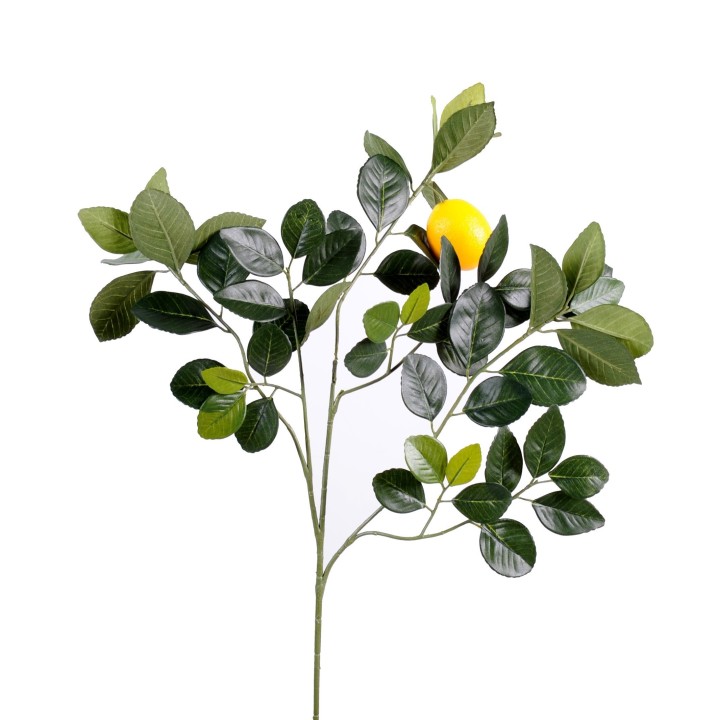 Kunst-Zitronenzweig 60cm - Grüne Blätter, gelbe Früchte