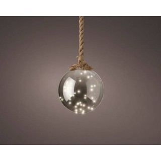 LED Christbaumkugel 20cm Smoky Grey Warmweiss mit Timer