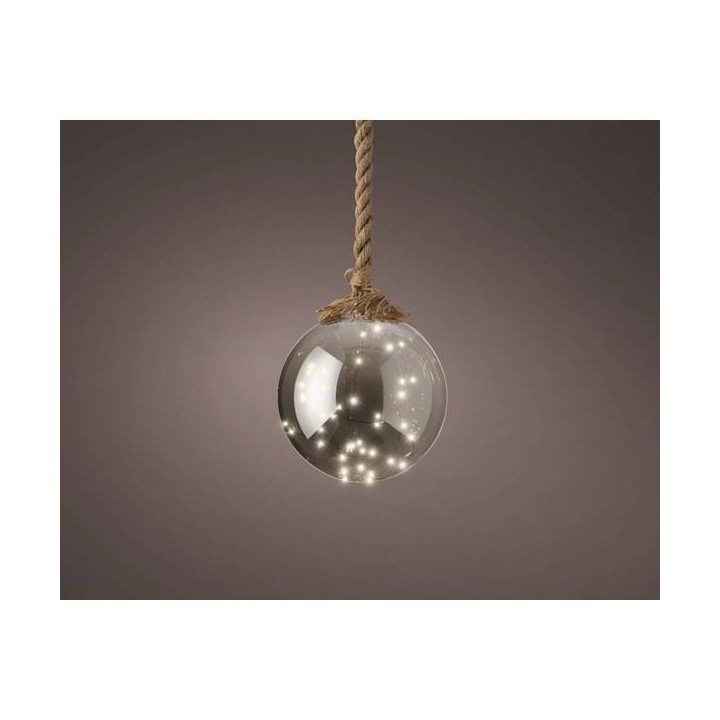 LED Christbaumkugel 20cm Smoky Grey Warmweiss mit Timer