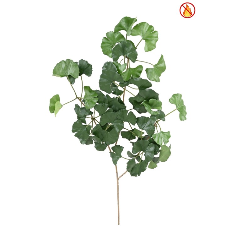 Künstlicher Ginkgo-Zweig 60cm - Brandschutz B1/RF2 - Grün