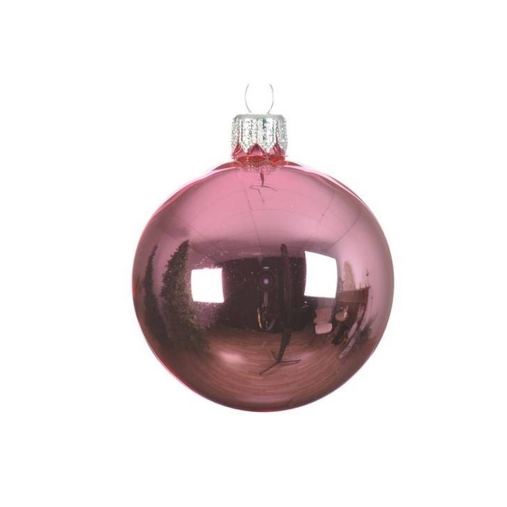 Christbaumkugel-Set Pink, mundgeblasen, 6 Stück, 6cm Durchmesser