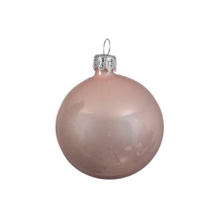 Christbaumkugel 6er-Set Puderrosa Glas 6cm