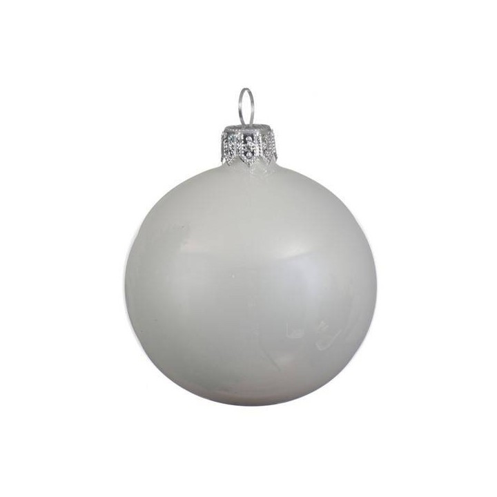 Set 6 Glas-Christbaumkugeln Weiss Glänzend Ø 6cm